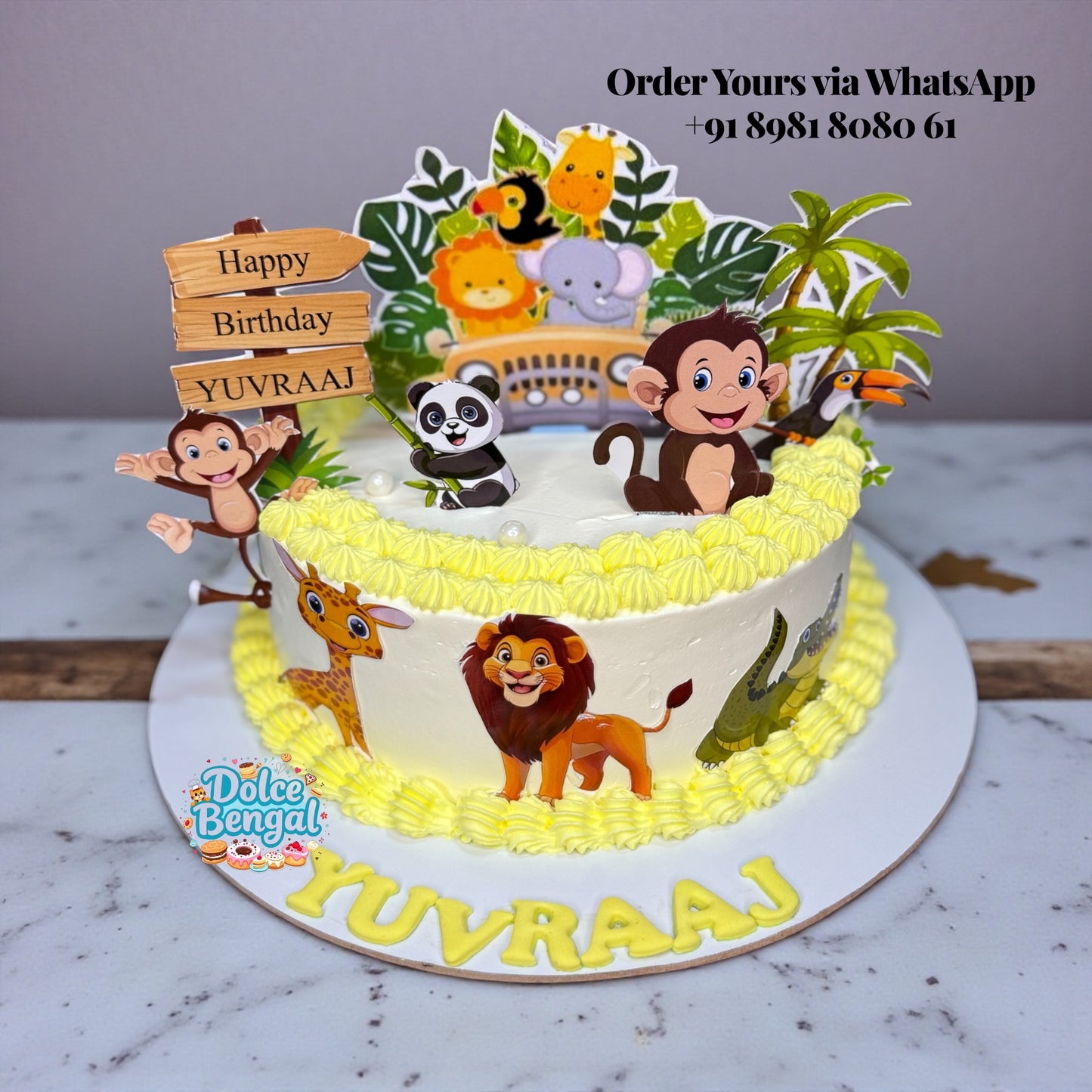 Kids Jungle Theme Birthday Cake