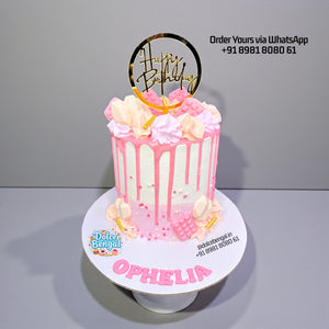 Chic Pink Chocolate & Gold Birthday Cake - 1.5 lb