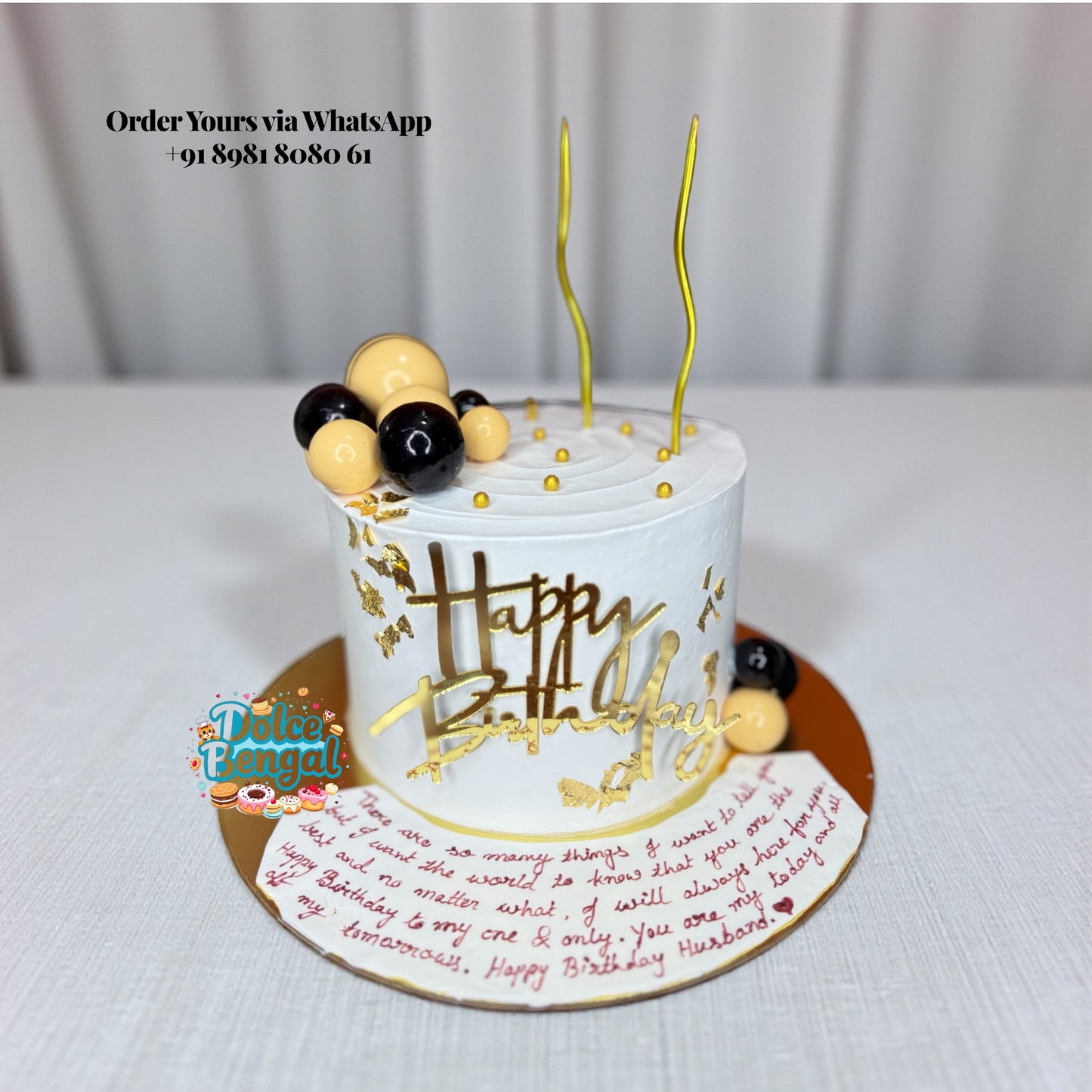 Elegant Black & Gold Sphere Cake
