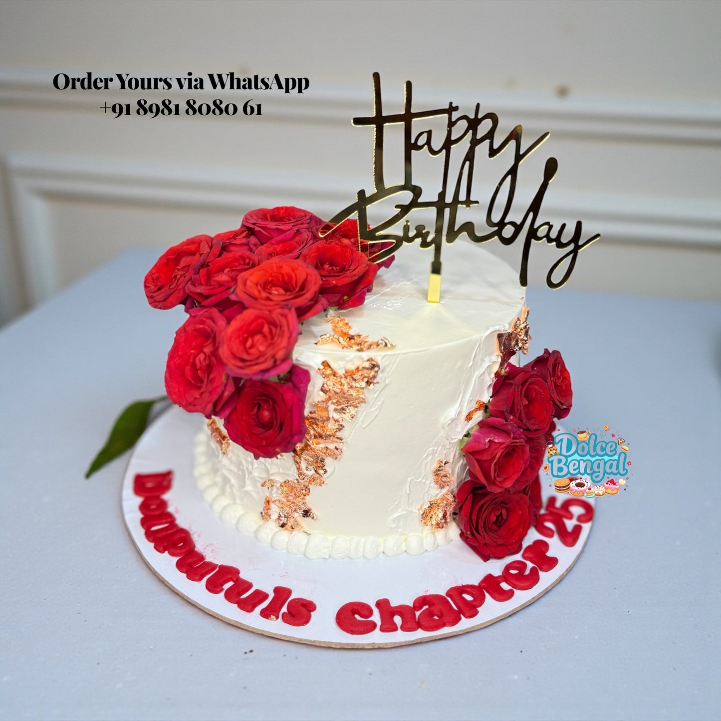 Red Rose Elegance Birthday Cake