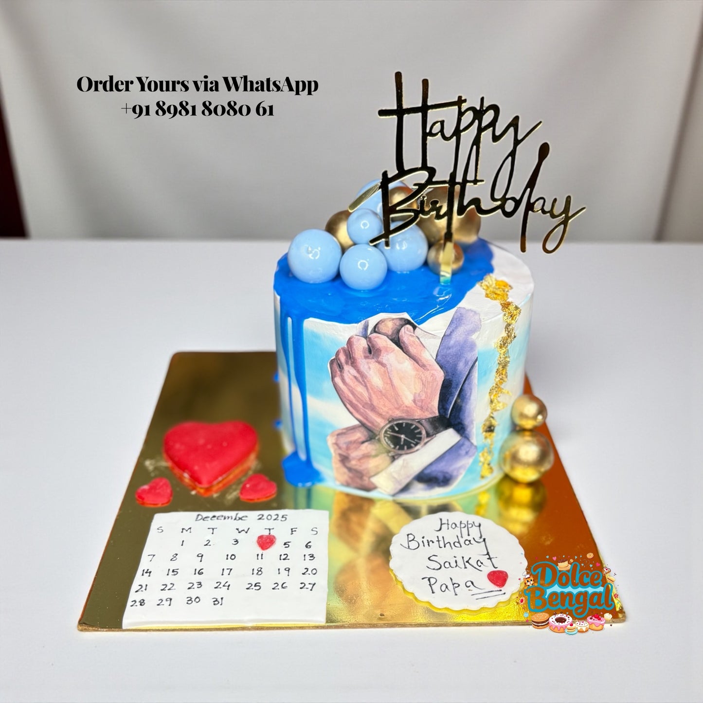 Custom Calendar & Drip Birthday Cake
