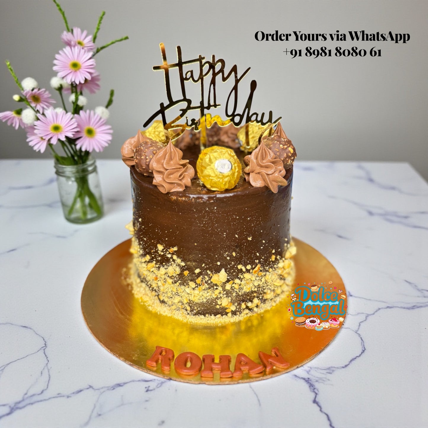 Gold Flake Chocolate Birthday Cake