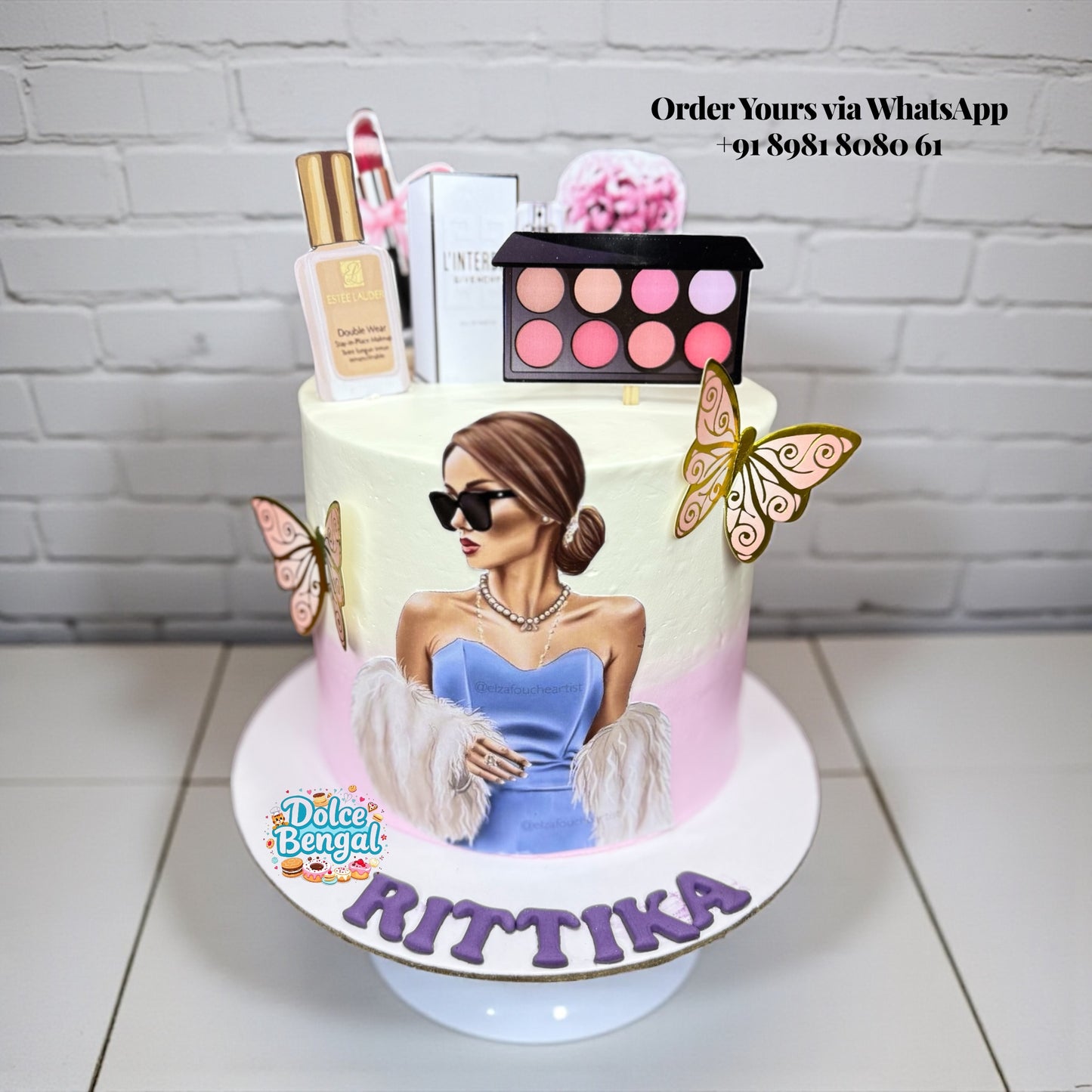 Glamour Makeup Theme Cake