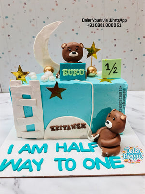 Half Birthday Bear & Moon Cake - 1.5 lb