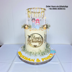 Elegant Gold Anniversary Theme Cake - 2 lb