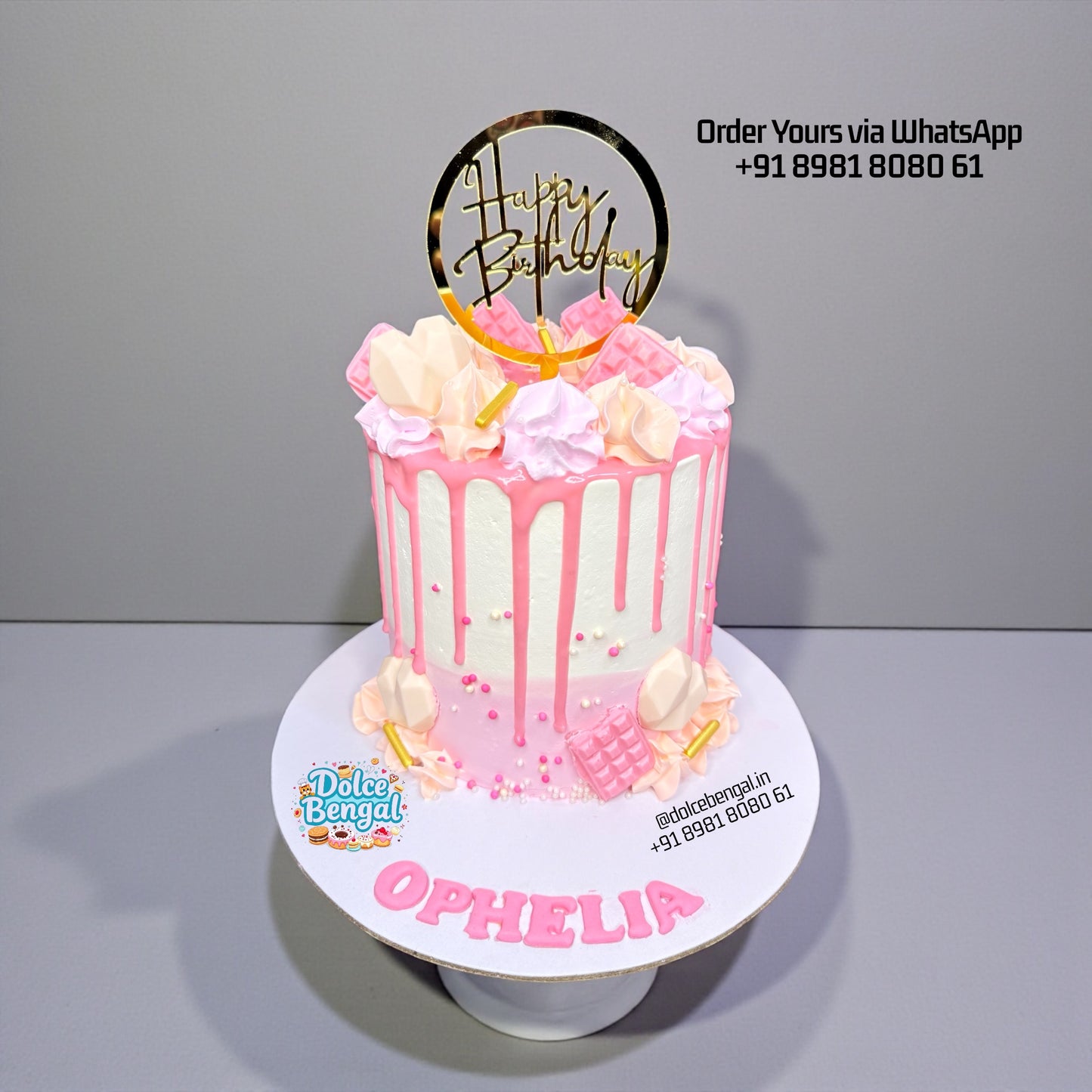 Chic Pink Chocolate & Gold Birthday Cake
