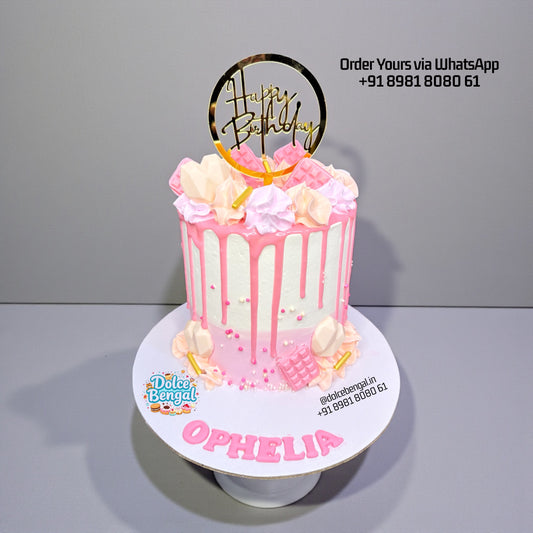Chic Pink Chocolate & Gold Birthday Cake