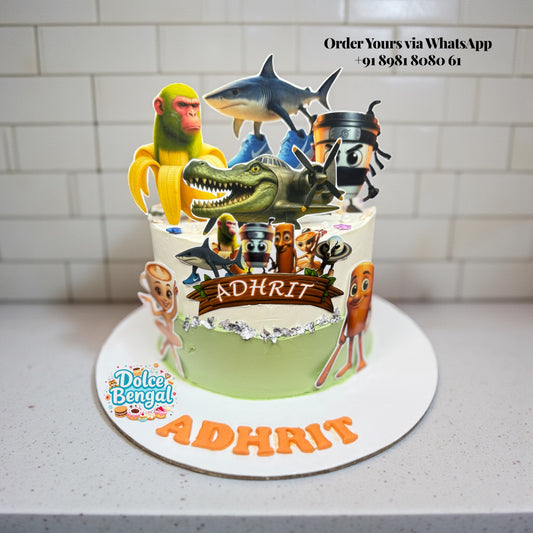 Cute Animal Adventure Birthday Cake