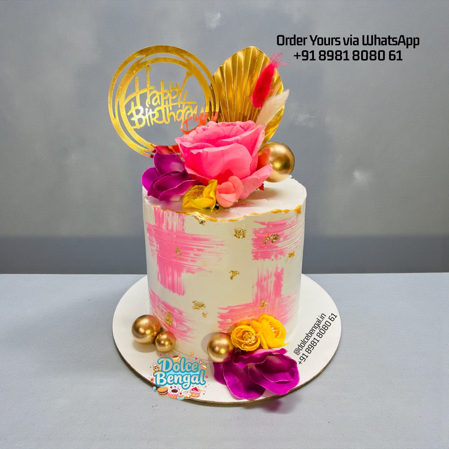Pink & Gold Blossom Cake