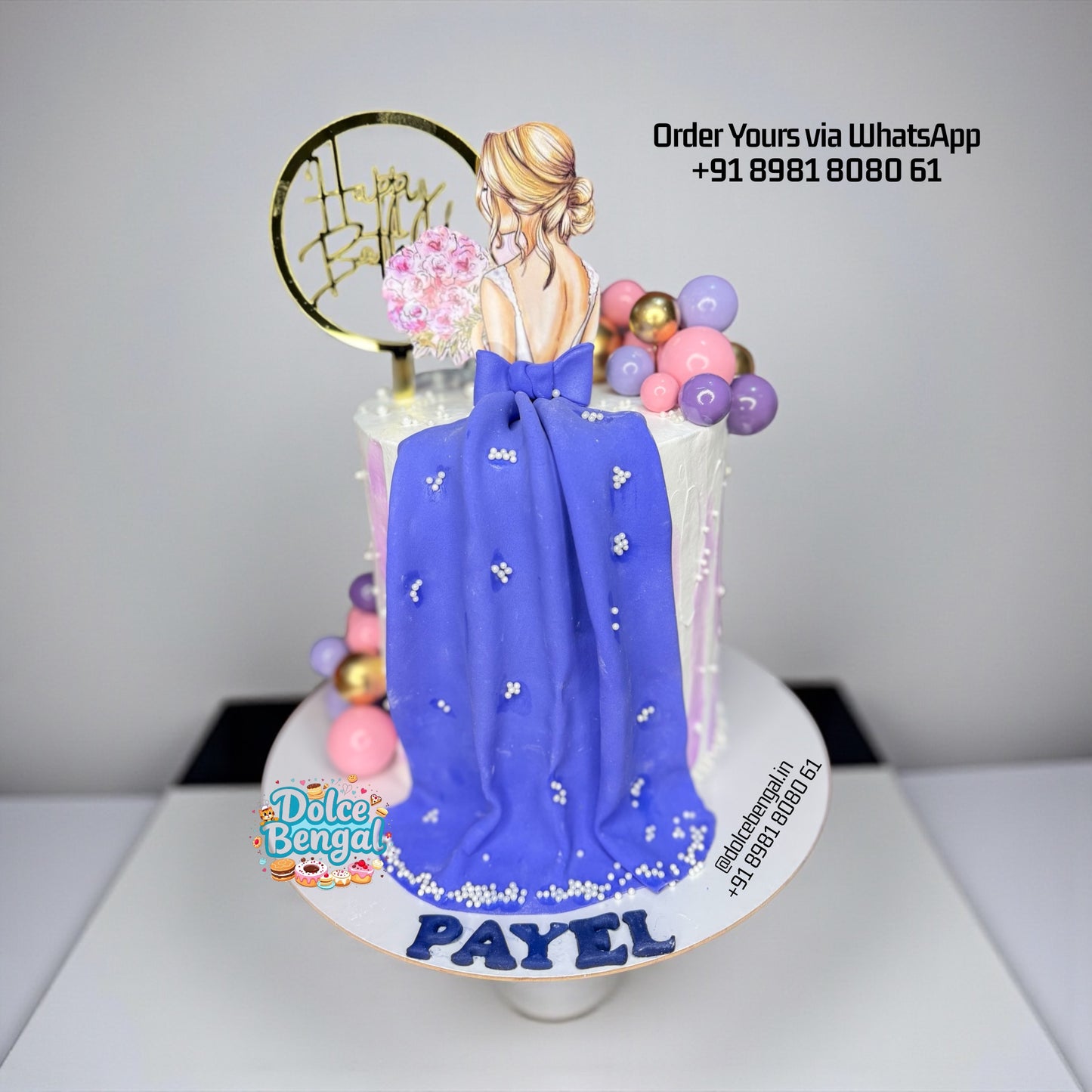 Custom Blue Gown Fashion Cake