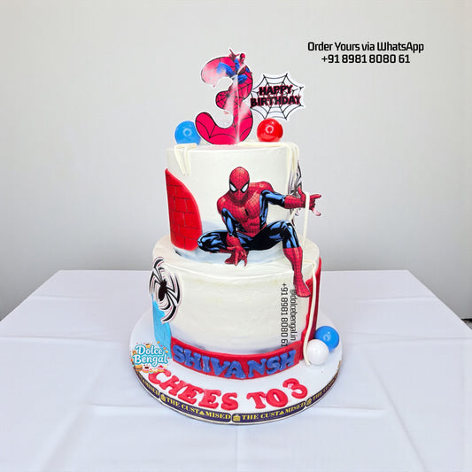 Spider-Man Two-Tier Birthday Cake