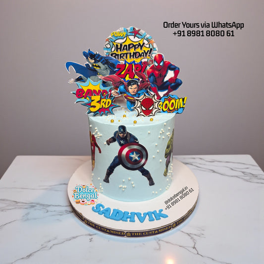 Custom Marvel & DC Birthday Cake