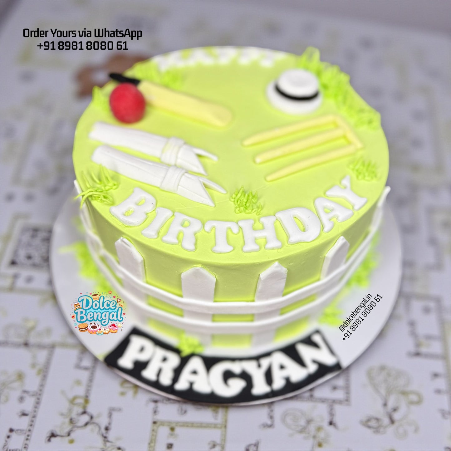 Custom Cricket Theme Birthday Cake