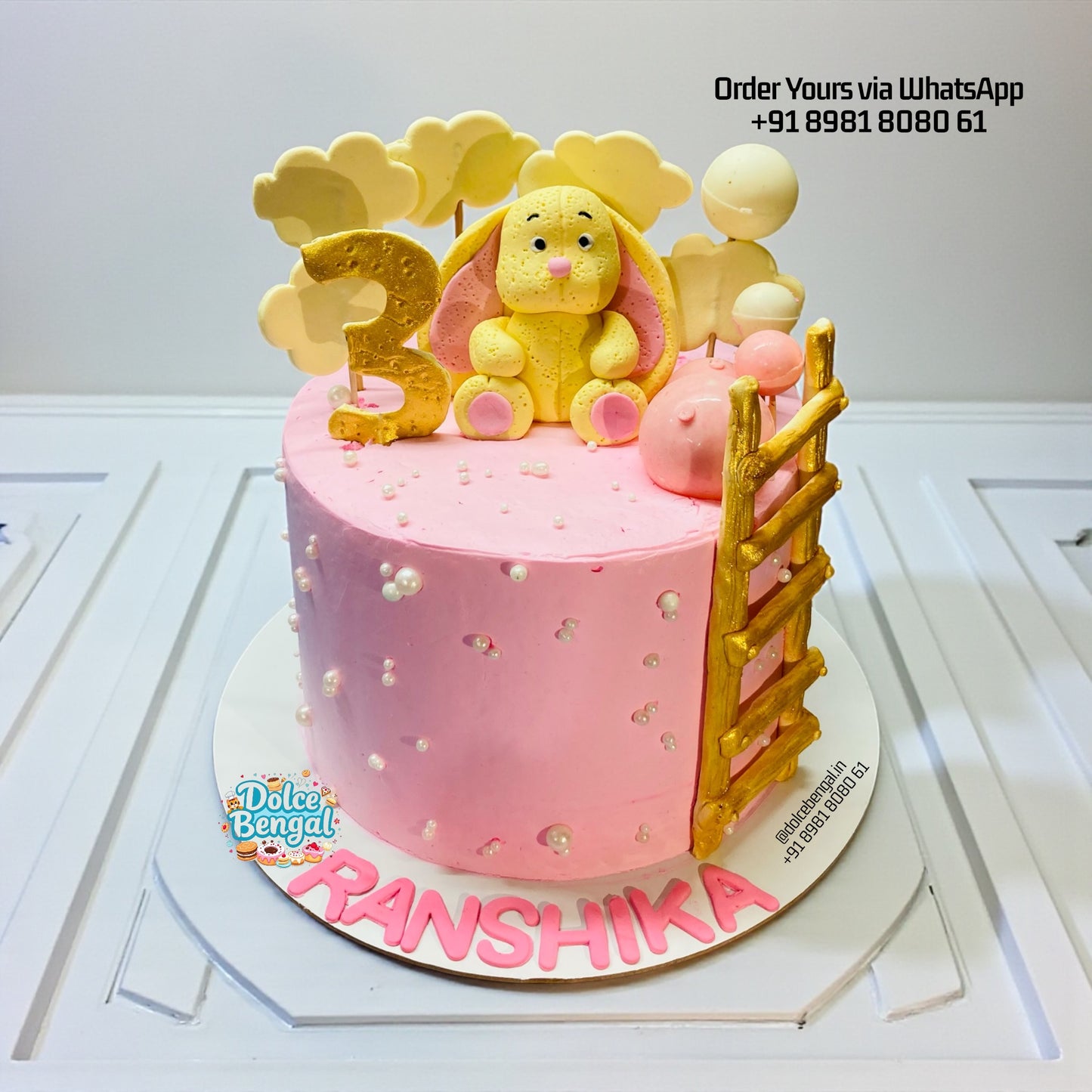 Pink & Gold Bunny Specialty Cake