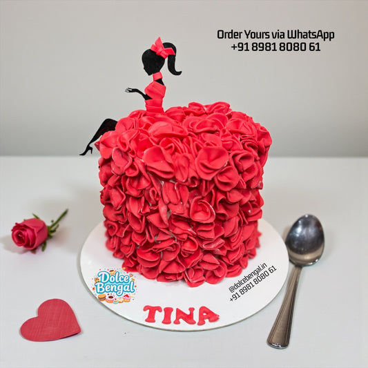 Custom Red Rosette Dress Cake