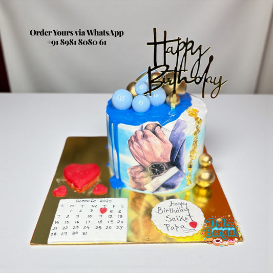 Custom Calendar & Drip Birthday Cake