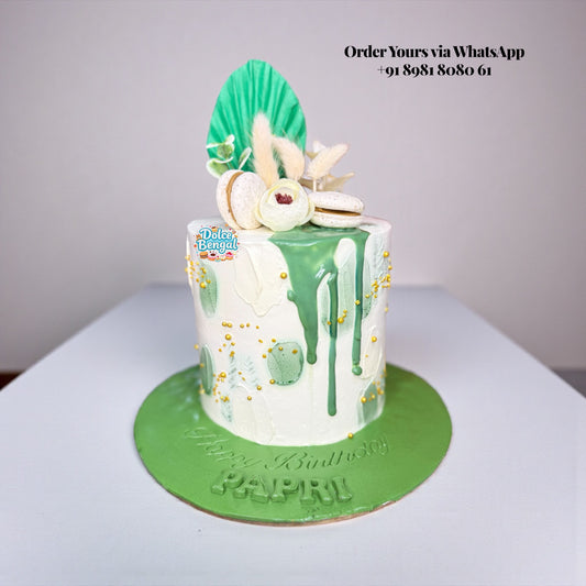 Boho Green Drip Cake