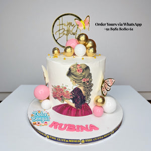 Pink & Gold Butterfly Birthday Cake - 1 lb