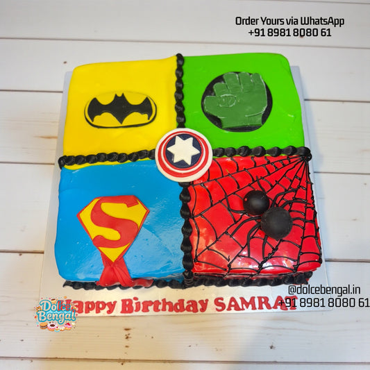 4-in-1 Marvel & DC Universe Birthday Cake