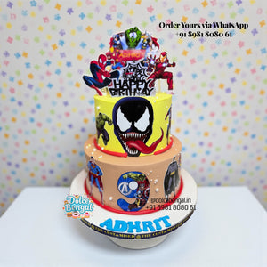 Custom 2-Tier Venom & Avengers Cake - 3 lb