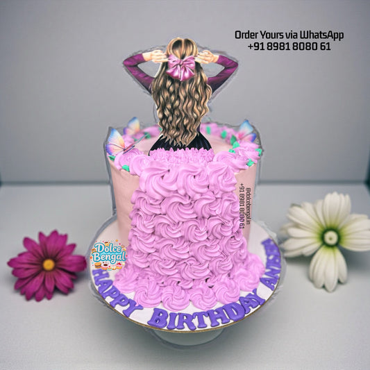 Pink Buttercream Dress Birthday Cake