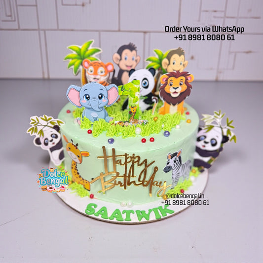 Cute Animals Birthday Theme Cake