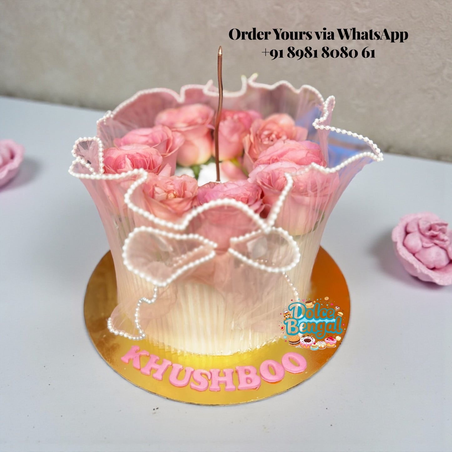 Pink Rose Blossom Cake