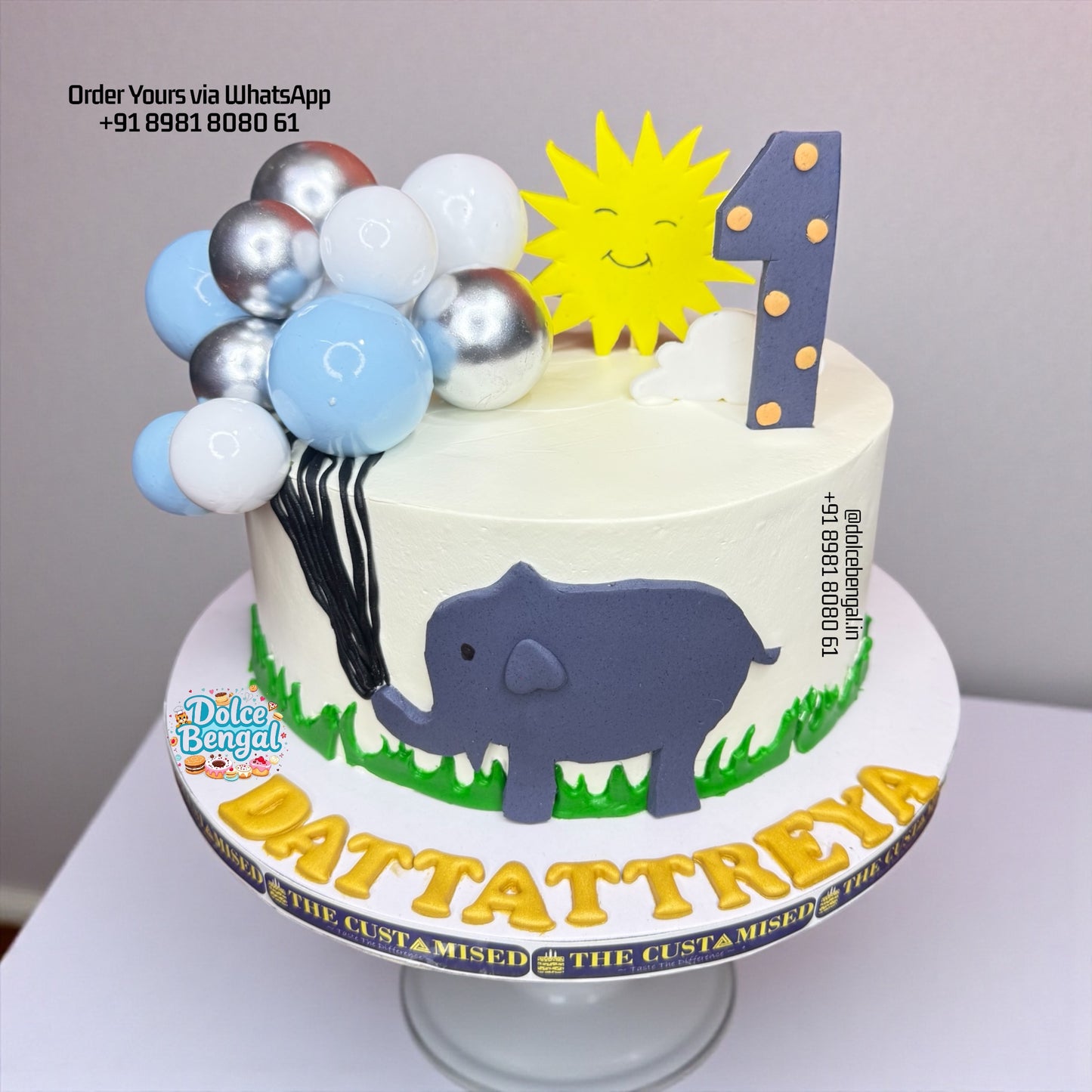 Elephant 1st Birthday Cake