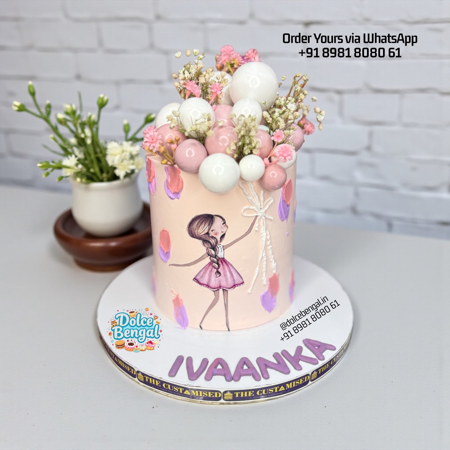Elegant Girl Illustration Cake