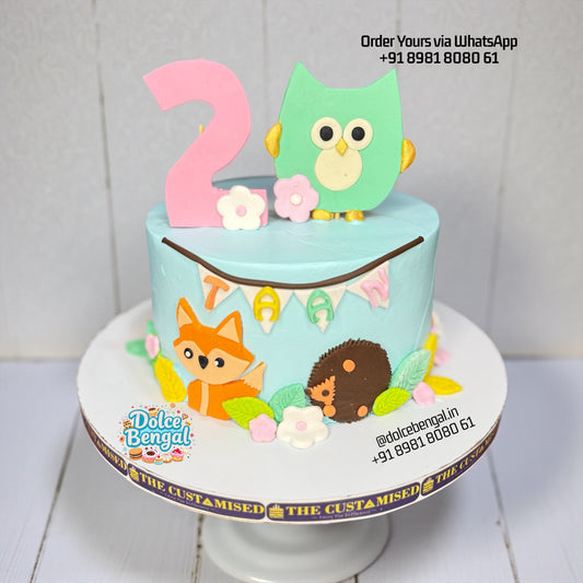 Woodland Animals Two-Tier Cake