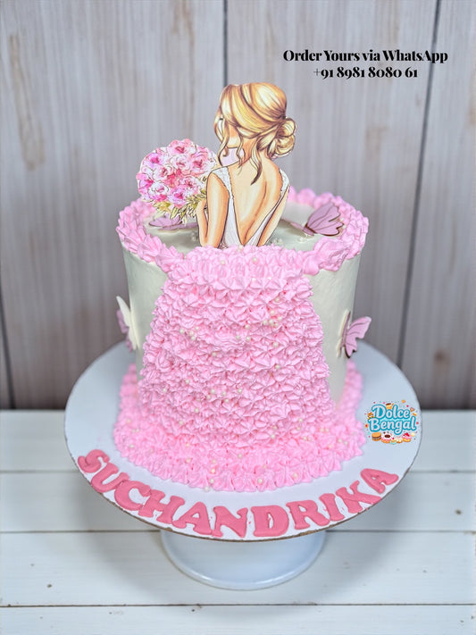 Elegant Girl Ruffle Dress Cake
